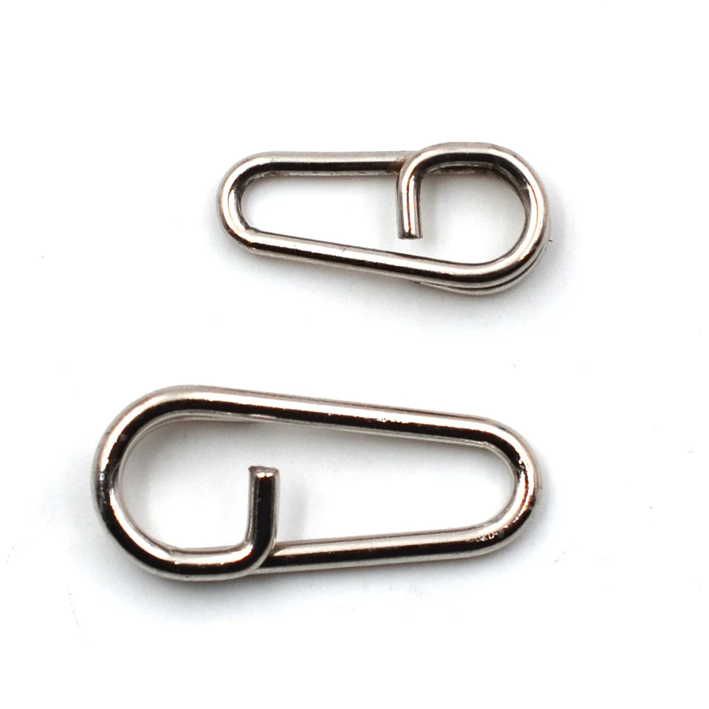 MNFT 50Pcs Sea Fishing Stainless Steel Bent Head Oval Split Rings & Fast Snap Clips Fishing Lure Leaders Connector Accessories
