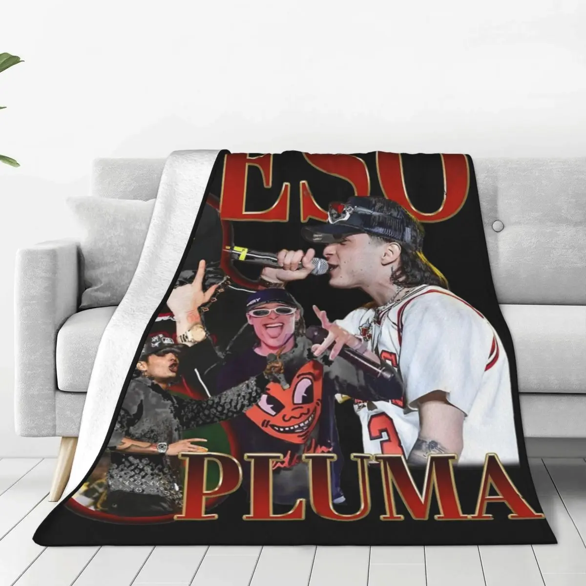 Mexicano Rap Peso Pluma Knitted Blankets Flannel Warm Throw Blanket for Car Sofa Couch Bedspread