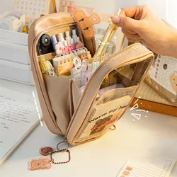 Cute Large Capacity Pencil Bag transparent Aesthetic Pencil Box Stationery Supplies Pen Case Zipper Pencil Pouch School Supplies