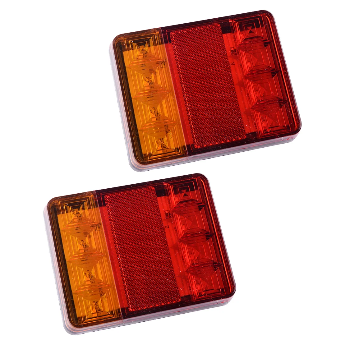 2Pcs ABS 12V Square Trailer Truck 8 LED Tail Lights Brake Rear Stop Turn Signal Fit for most UTE Caravan Camper Bus Van