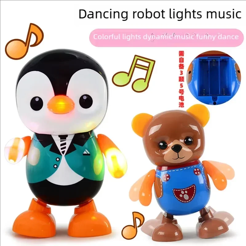 Dansend pinguïnspeelgoed met LED en verlichting Muziek Interactieve schommel Lopende robot Vroeg leren Zintuiglijk Educatief Slim
