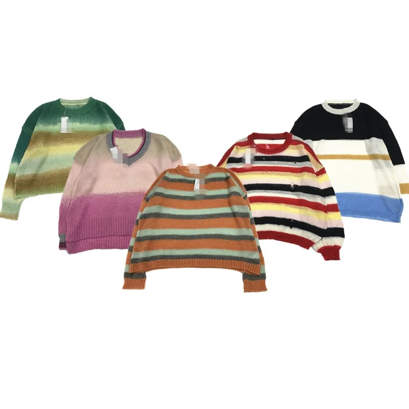 

Винтажный осенне-зимний вязаный свитер, шелковая верхняя одежда ярких цветов, женский модный топ