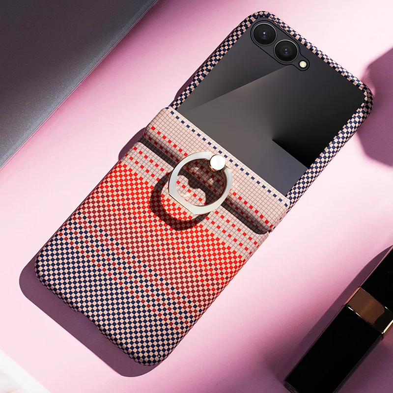 

Case for Samsung Galaxy Z Flip 8 Z Flip7 FE Z Flip6 HD Protective Film Rainbow Fiber Patterned Ring Mobile Phone Case Cover