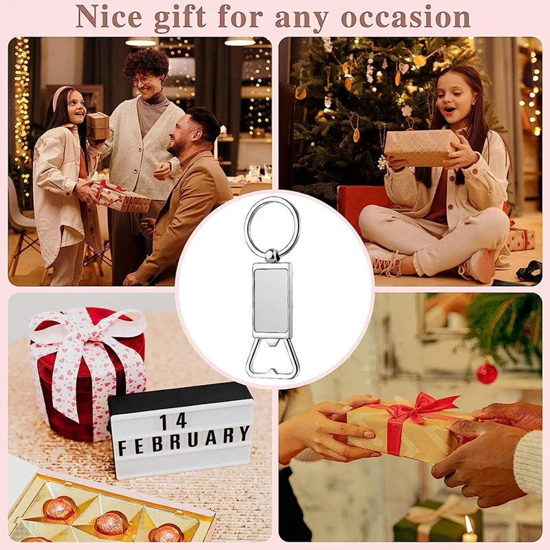20PCS Metal Bottle Opener Blank Key Rings Gift For Your Boyfriend, Husband, Father