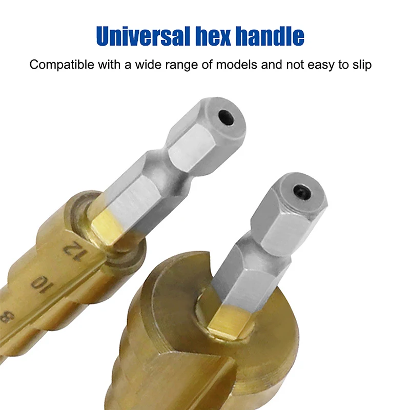 Hexagonal Handle Titanium Plated Ladder Drill Tower Drill Bit Set 3-12/4-12/4-20mm Small Three Piece Set