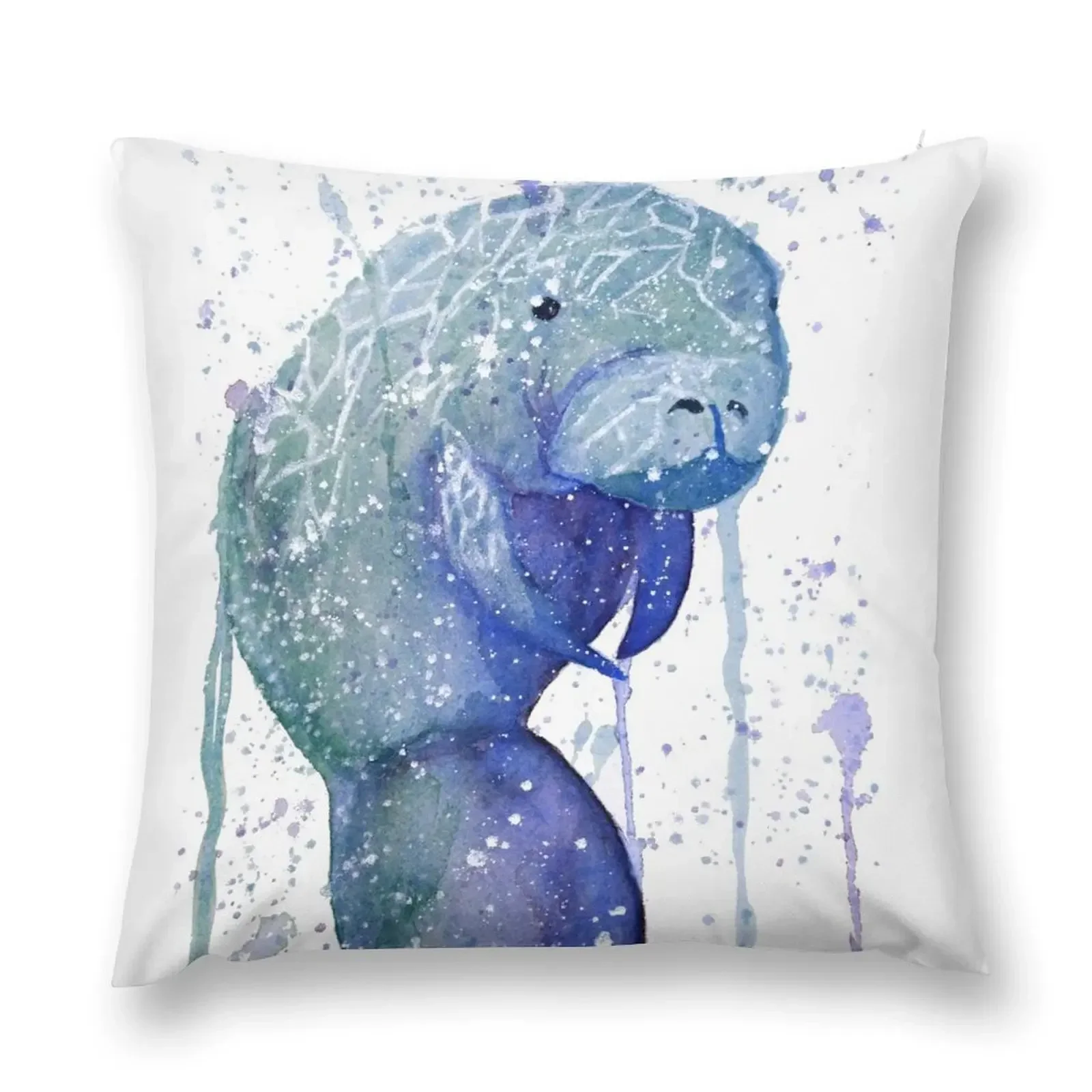 Watercolor Manatee Throw Pillow Cushion Child Sofa Cushions Covers luxury sofa pillows Cushion Cover pillow