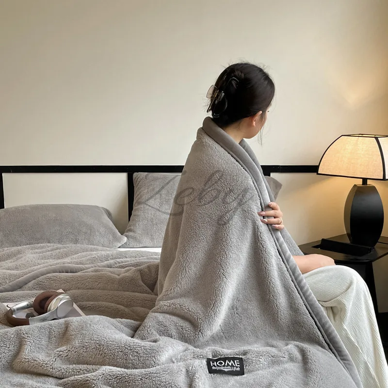 جديد الصف أ نصف الجانبين الصوف الخريف الشتاء الدفء البطانيات لينة رقيق الدفء أريكة البطانيات لرمي القيلولة شال بطانية