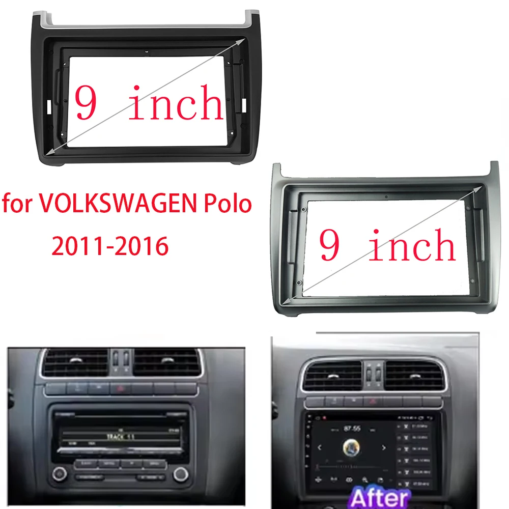 

9 inch Radio Frame for VOLKSWAGEN Polo 2011-2016 Stereo Player Install Panel Surround Trim Face Plate Dash Mount kit
