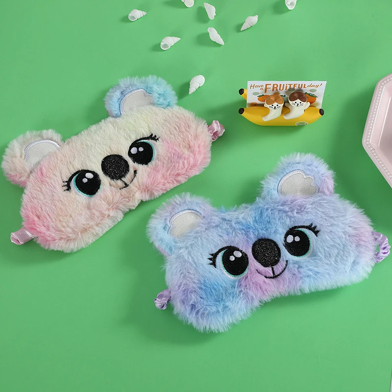 Cute Koala Kids Sleep Mask Cartoon 3D Eye Blindfolds Plush Anime Eye Mask Sleeping Travel Eye Band Shade Rest Eyepatch