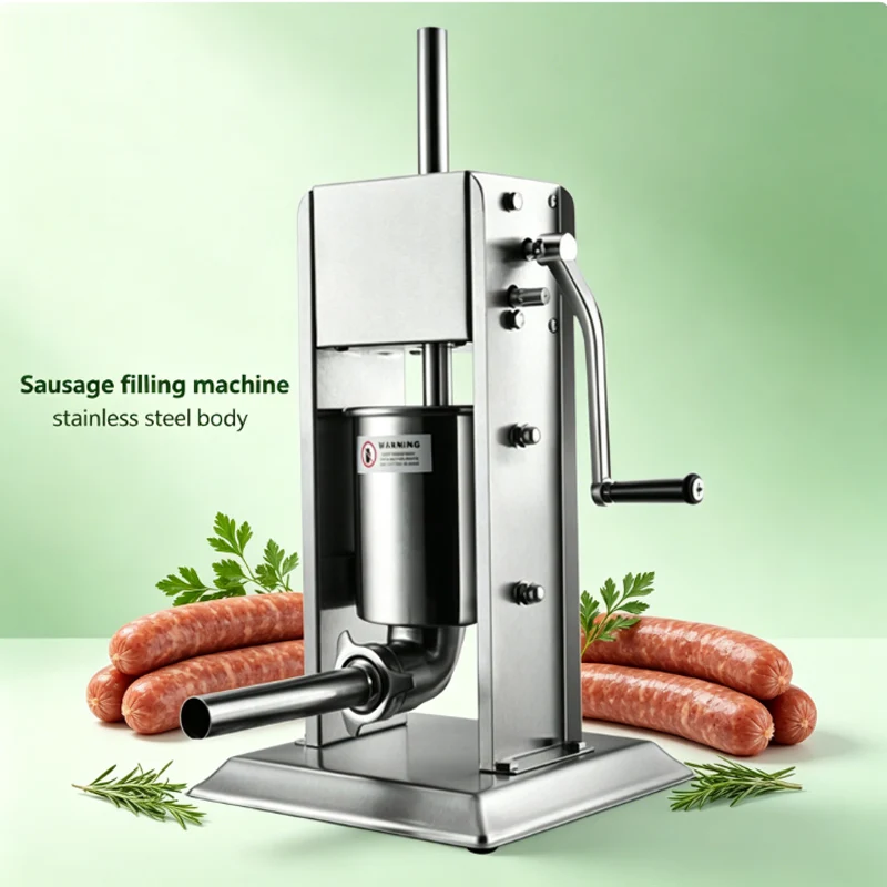 Manual Sausage Syringe Stainless Steel Sausage Filler maker Kitchen Meat Stuffing Preparation Salami Making Enema machine