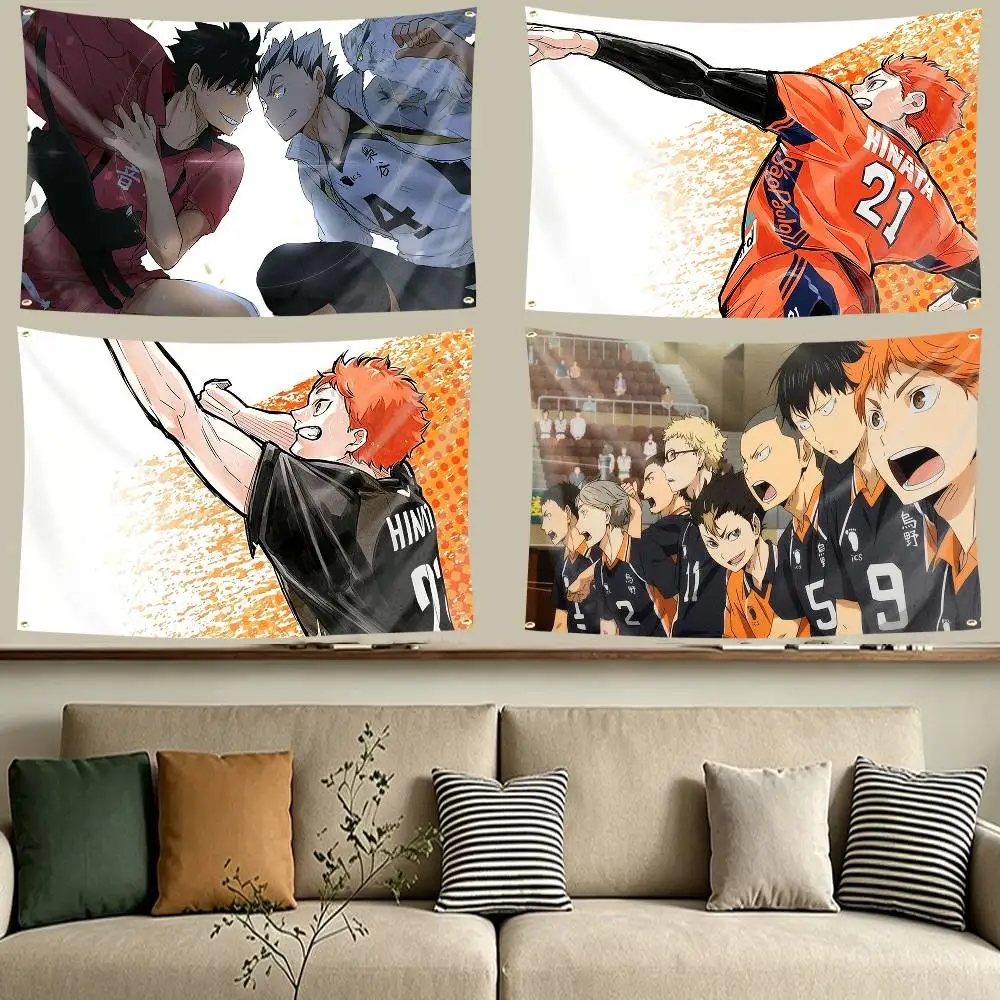 H-Hinata Shoyo HK Anime H-Haikyuu Flag Tapestry Banner for Bedroom Living Room Outdoor Camping Custom Supported