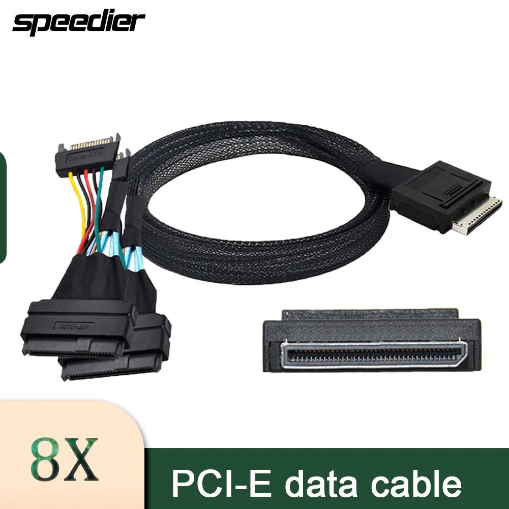 

OCuLink PCIe PCI-Express SFF-8611 8x 8-Lane To Dual SFF-8639 U.2 4x SSD Data Active Cable 50cm