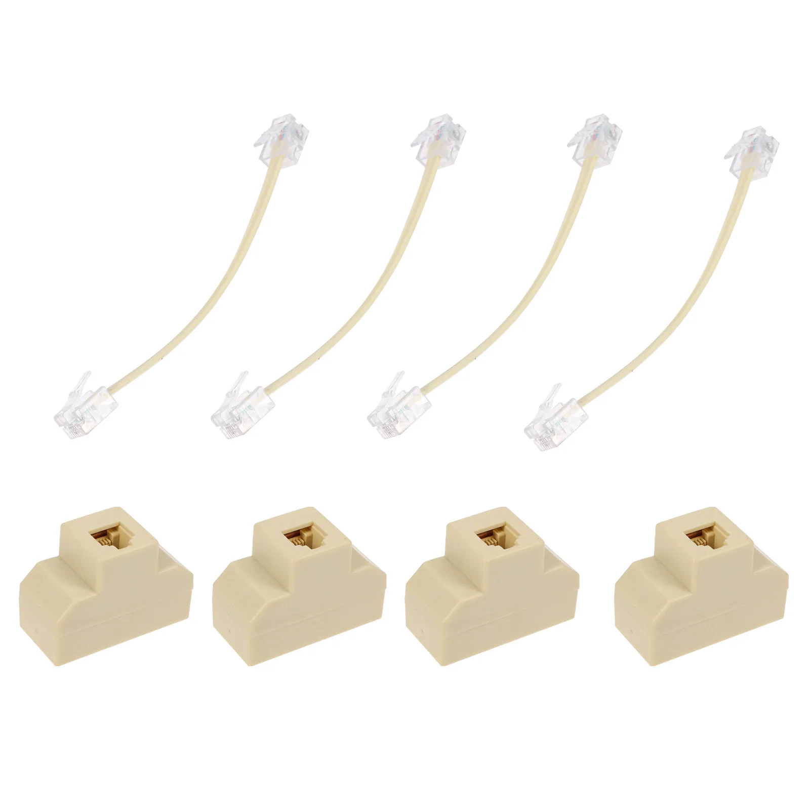 

4Pcs Telephone Splitter 1 Female to 3 Female Connector Premium ABS Plastic for Home Office Fax Machine Extension Cable Adapter