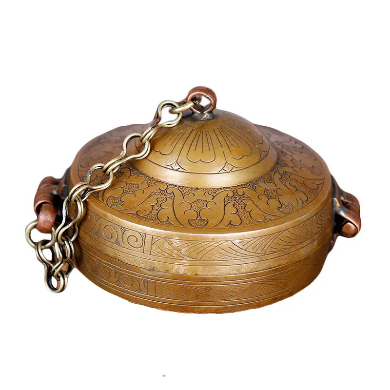 Nepal Handmade Tinkle Bell Box Brass Cymbals Bells Storage Box Finger Cymbals Protective Cover Tantra Appliances Tibetan Supplie