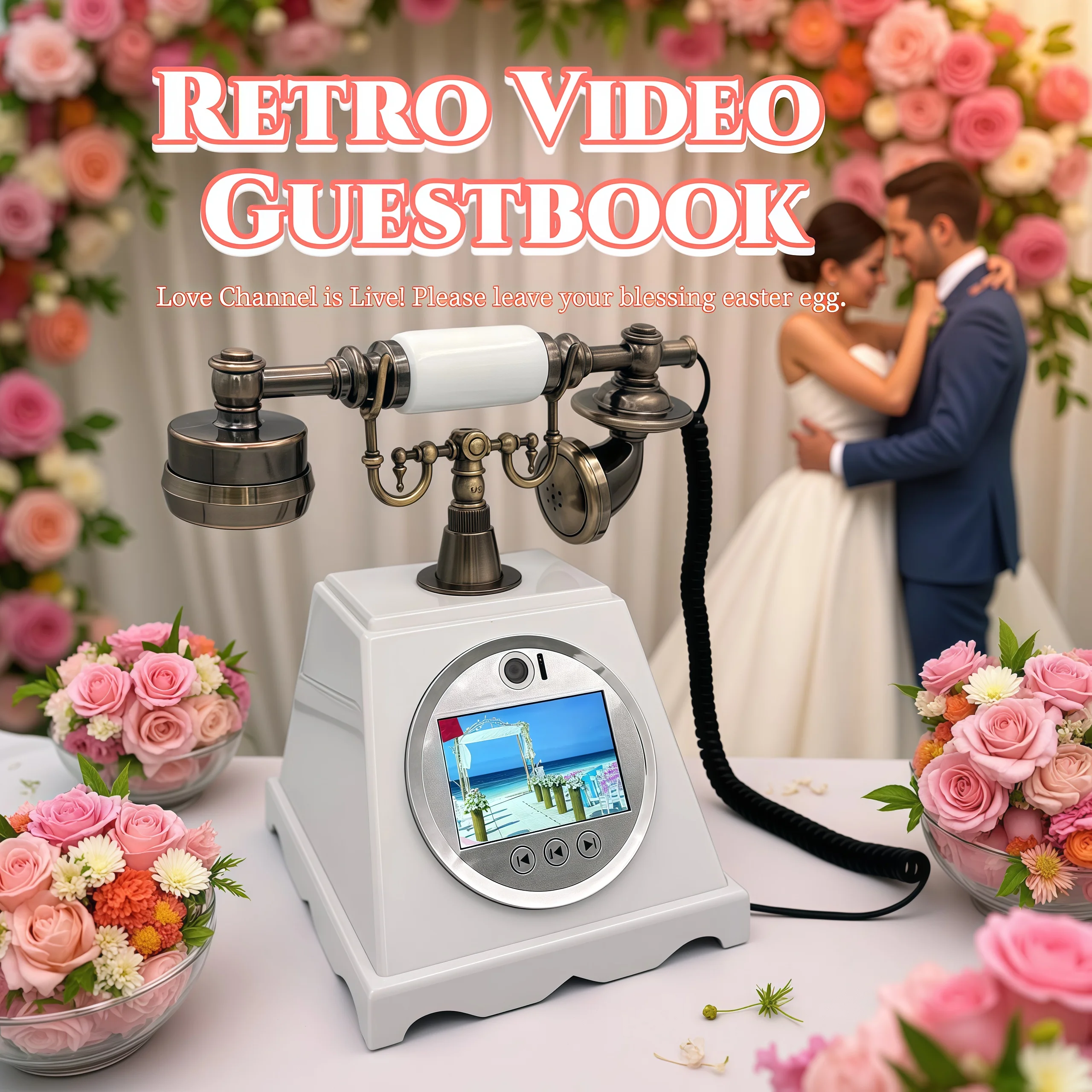 Romantic Retro Video Guestbook for Wedding Party Audible Message Book Guest Unique Audio Message Recorder Gift for Anniversary