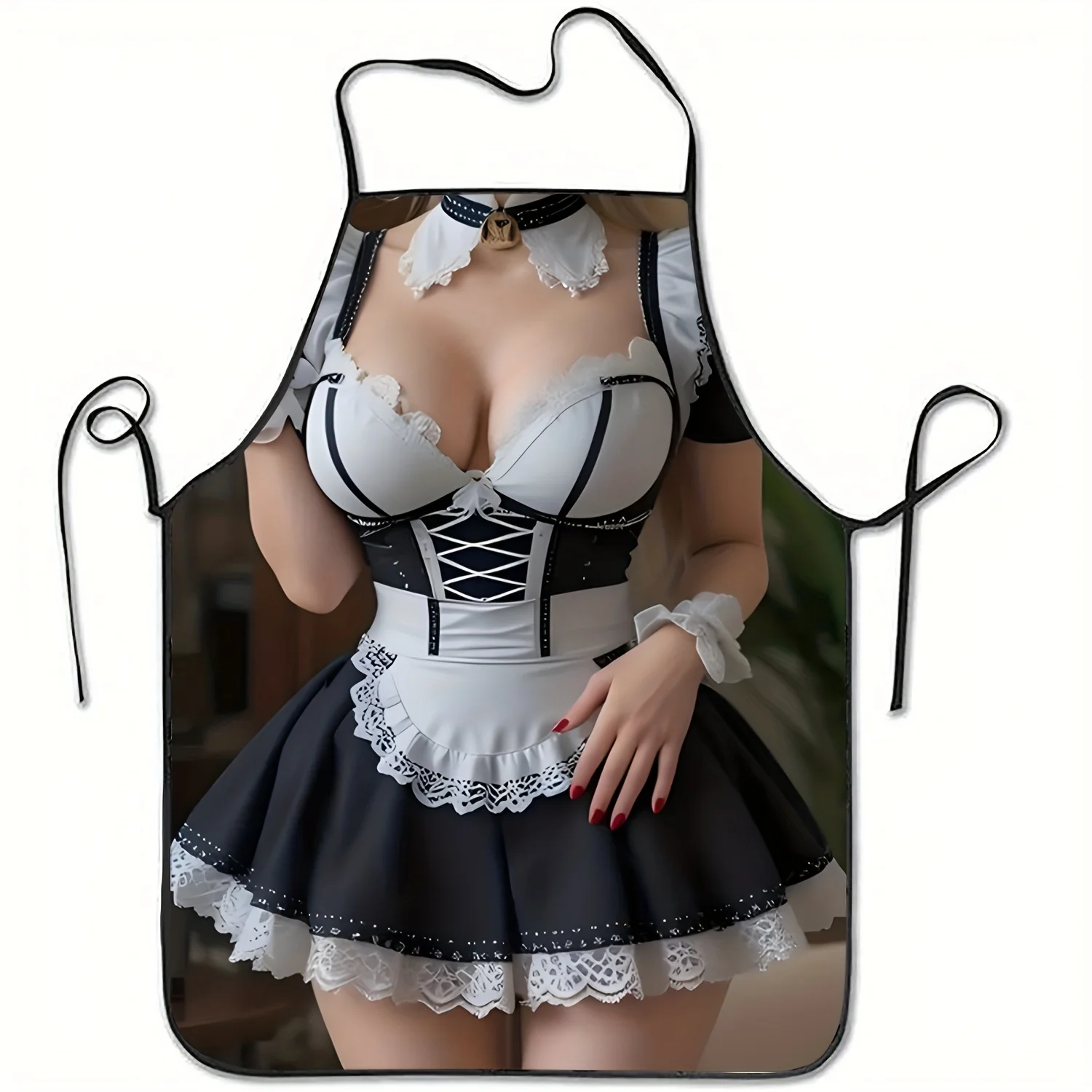 Maid Costume Apron 2D Print Decorative Kitchen Apron Adult Party Gift