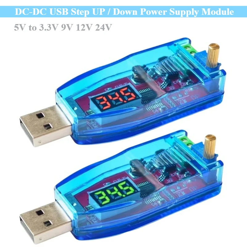 جديد DC-DC 5 فولت إلى 3.3 فولت 9 فولت 12 فولت 24 فولت USB خطوة صعودا/أسفل وحدة امدادات الطاقة قابل للتعديل دفعة محول فرق الجهد خارج مع توسيع الحالة #1