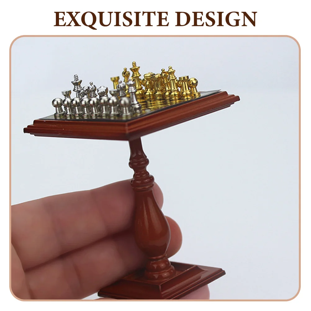 Toys Simulated Chess Ornament Chessboard Table Game Accessories Mini Checkerboard Travel Miniature House