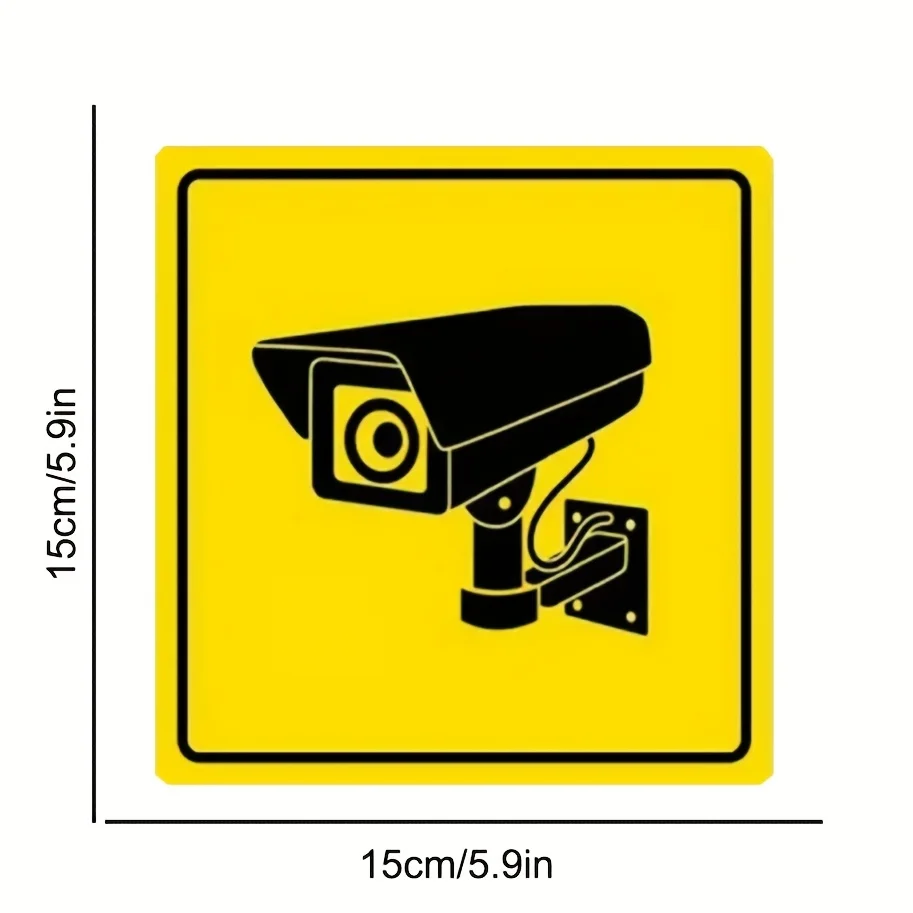 1pc CCTV Warning Vinyl Sticker, Scratch-Resistant Surveillance Camera Decal for Car, Motorcycle, Window, Laptop & Water Bottle