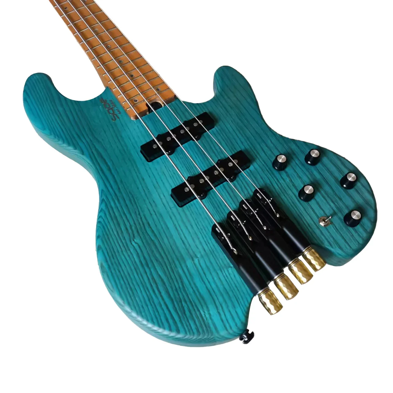 Custom 4-String Headless Bass Guitar - Ash Body, Roasted Maple Neck, Active Pickup, Stainless Steel Frets, Blue