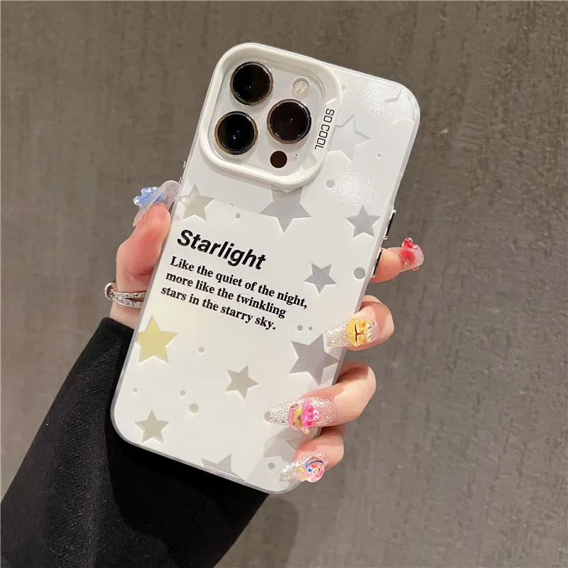 

Прозрачный чехол для телефона со звездой и английским звездным светом для IPhone 16, 15, 14, 13, 12, 11 PROMAX X XS XR 7, 8 Plus, мягкий силиконовый чехол для телефона