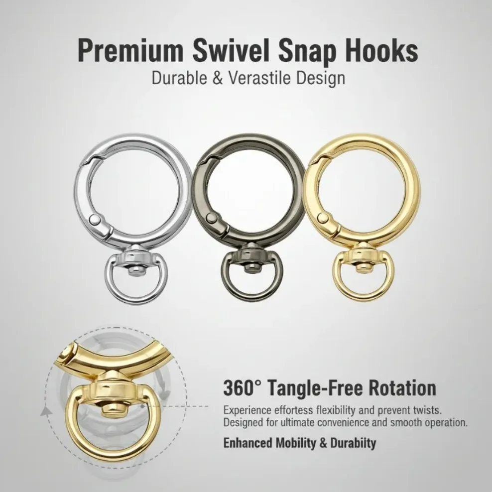 5-30Pcs Round Shape Rotation Alloy Lobster Spring Clasps Openable Key Ring Hook Carabiner Connector Dog Chain Buckles DIY