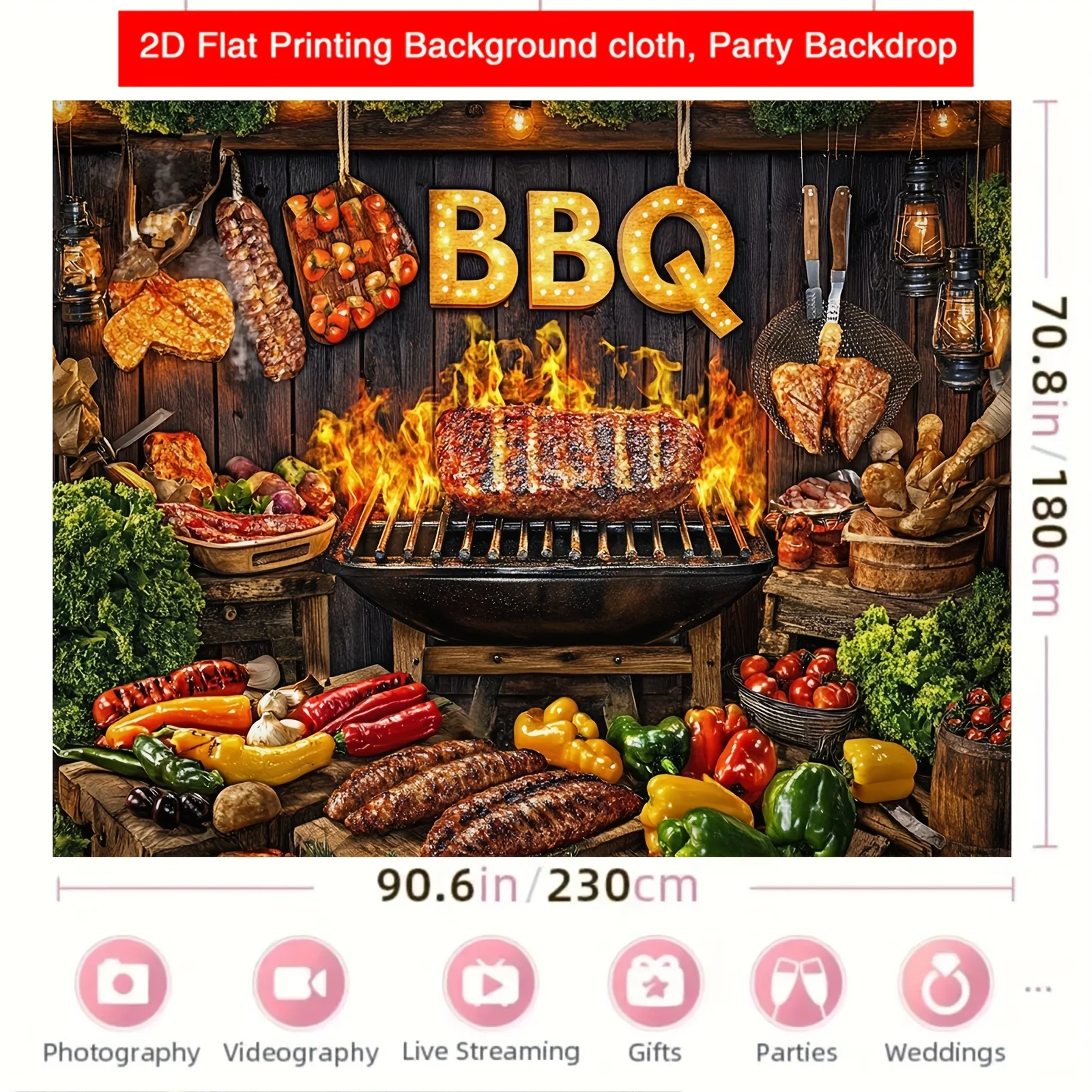 1pcs BBQ Party Food Rustic Woo - Photography Online ulasan dan harga