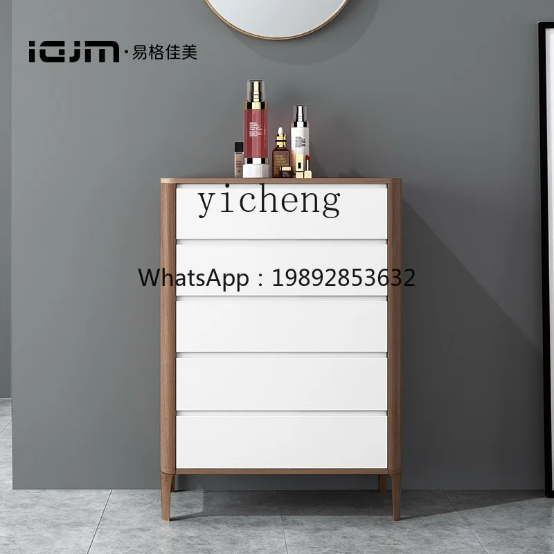 

G2 storage cabinet modern simple light luxury living room solid wood white three-bucket cabinet