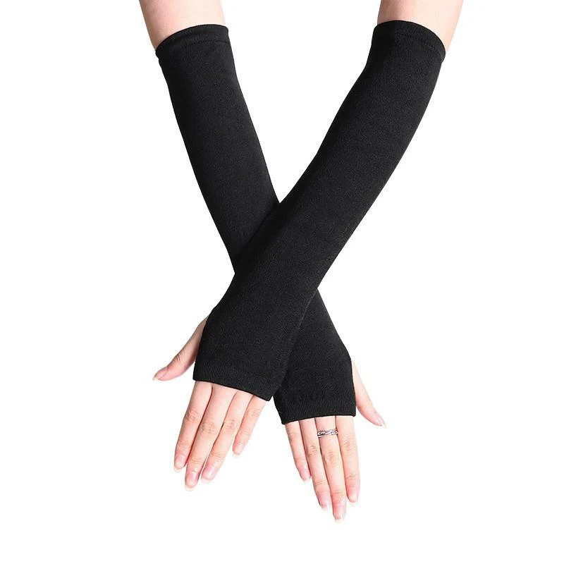 Half Finger Gloves Women Winter Gloves Arm Covers Fingerless Wool Gloves