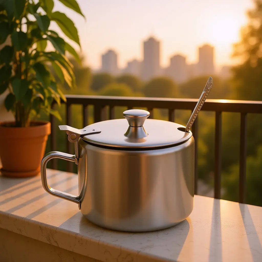 Stainless Steel Kitchen Sugar Bowl with Lid Spoon Salt Pepper Condiment Pot Seasoning Jar for Home Restaurant Use