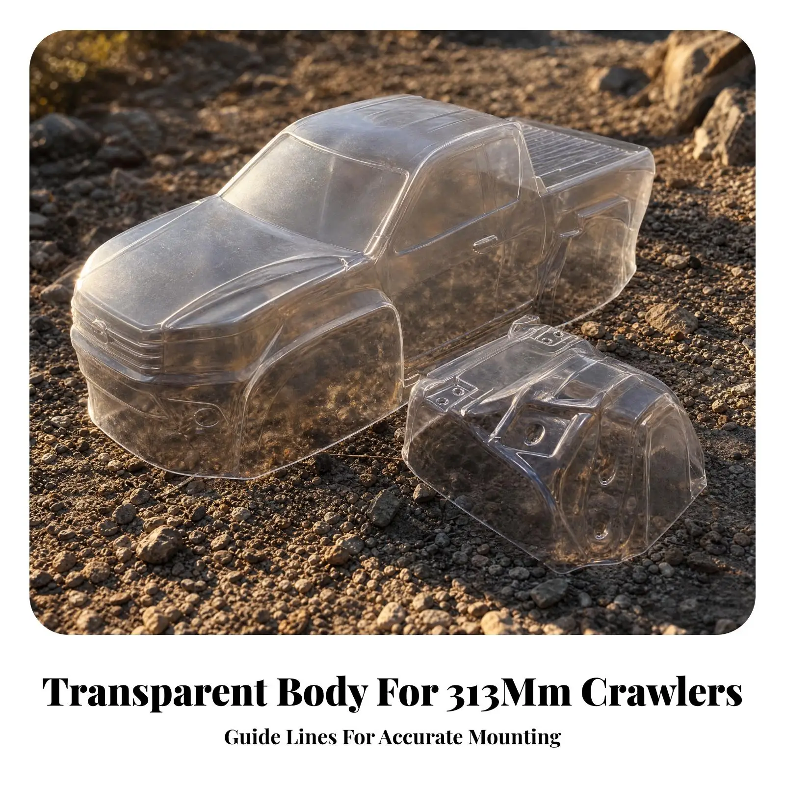 RC Crawler Car Polycarbonate Body Shell Clear Pickup Truck Style for 313mm Wheelbase 4WD Hobby Grade Replacement