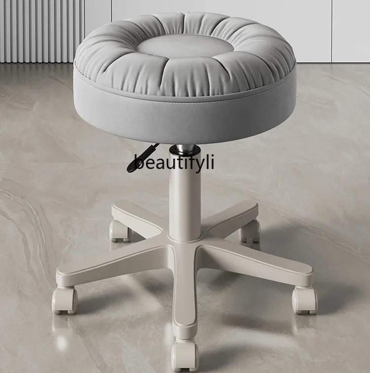 

xz1Beauty Stool Pulley Large Stool Rotating Hairdressing Manicure Barber Shop Hair Cutting Swivel Chair for Hair Salon