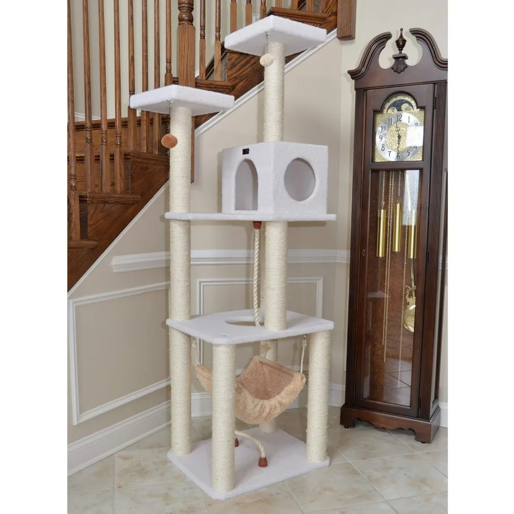 

Armarkat Deluxe Cat Tree, Model B7301, Ivory, 27"(L)X24"(W)X73"(H) חתולים אבזרים cat climbing frame cat house scratcher