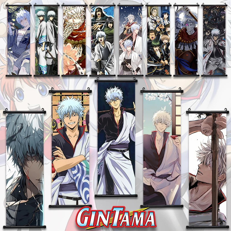 Gintama Gintoki Scroll Sadaharu Kotarou Shinsuke Canvas Wall Hanging Painting Home Decor Anime Poster Wall Art Room Decoration