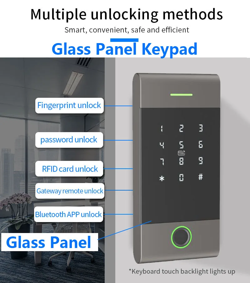 TTLock App Bluetooth Standalone Access Control Keypad Fingerprint Metal Keyboard Waterproof Outdoor FNC RFID IC Card Reader MJ01