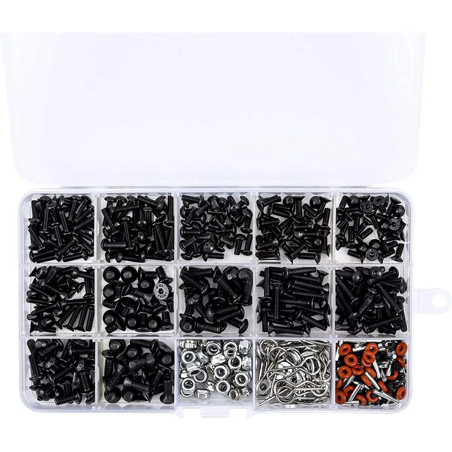 ABUM-500PCS RC Car Screws Kit M3 Hex Screws Nut Shell Buckle RC Repair Tool Kit For Traxxas Arrma 1/8 -1/16 Scale RC Cars