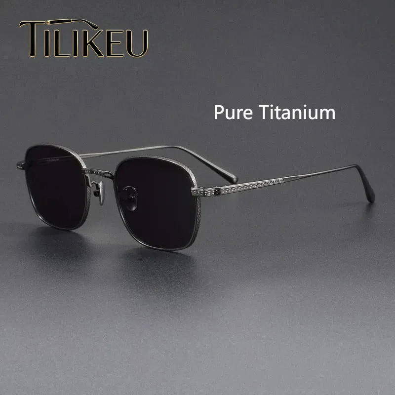 

Японские нишевые солнцезащитные очки из чистого титана N-015, текстурированная квадратная оправа, ультралегкие, для вождения, ночного видения, с защитой от УФ400, мужские солнцезащитные очки