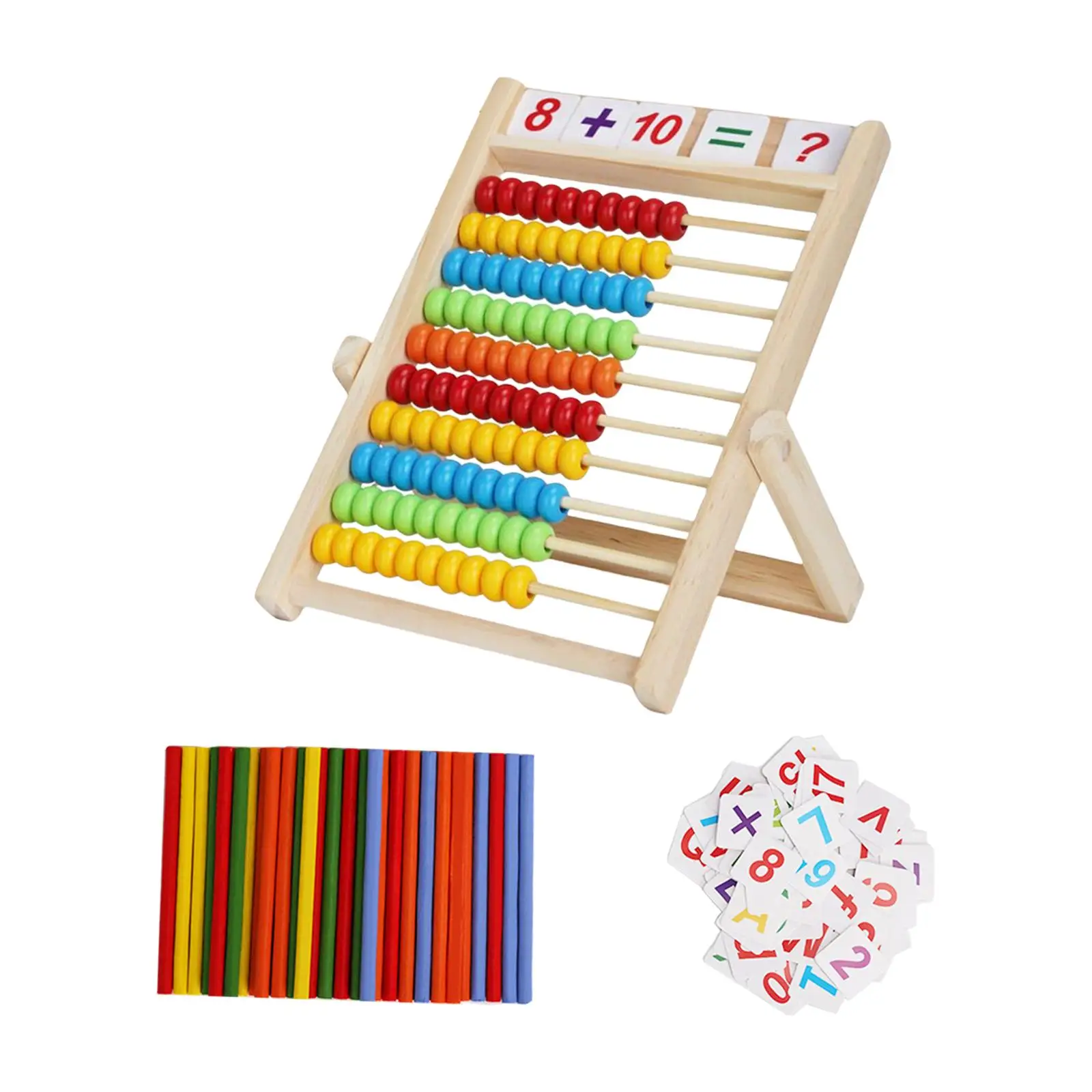 Children Wooden Counting Frame 10 Row Abacus Educational Toy for Math Learning with Colorful Beads Kids Games Ages