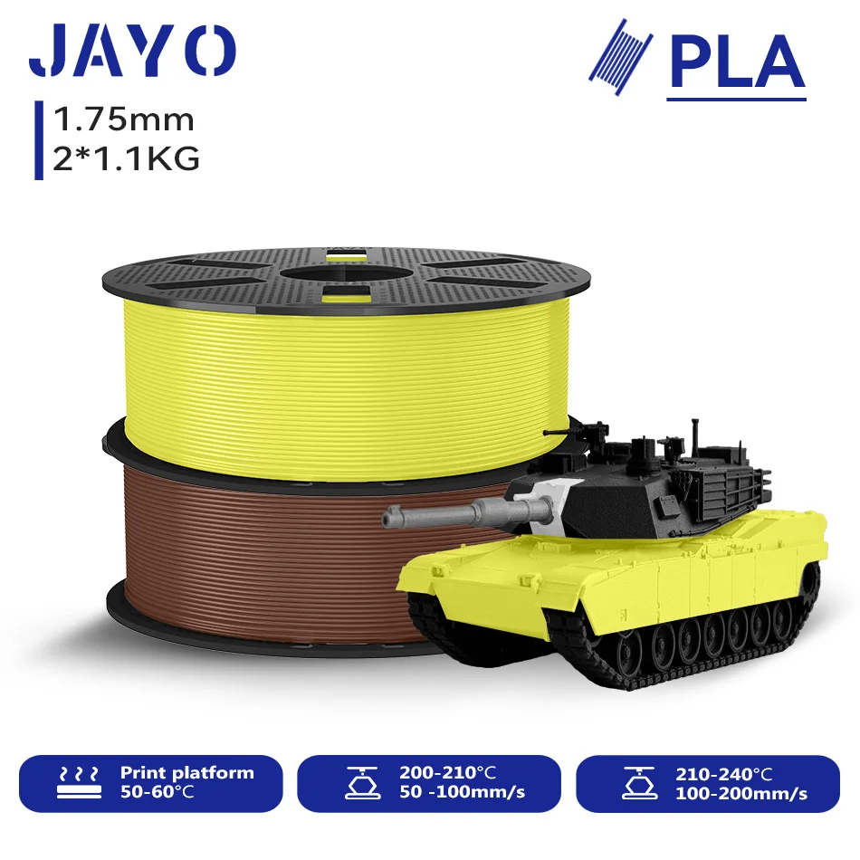 JAYO 2,2 kg 3D-PLA-Druckerfilament 1,75 mm, ungiftig und blasenfrei, PLA-Kunststoff als 3D-Druckfilament für 99 % der 3D-FDM-Drucker und -Stifte