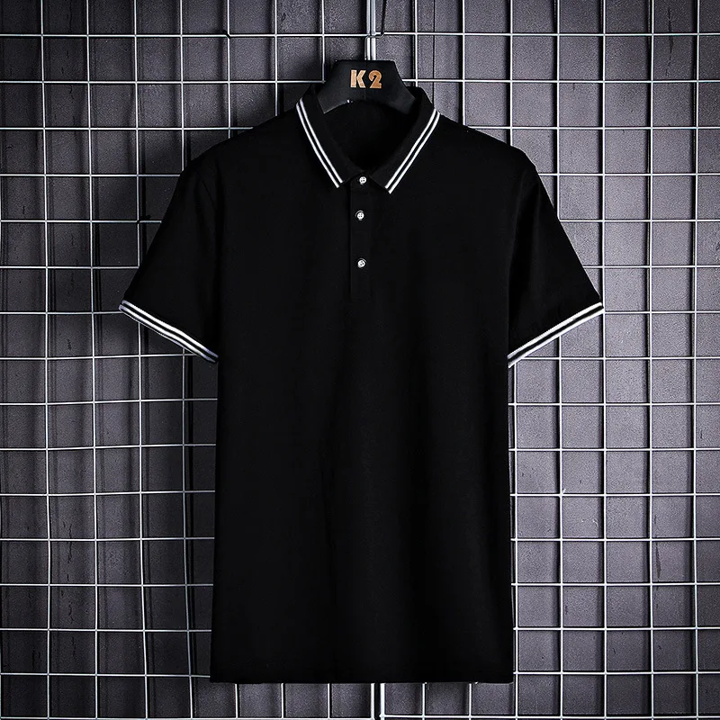 Polo Shirt Summer Business New Wheat Spike Slim T-shirt  Mens Popular Short-sleeved Shirt Lapel Solid Color Golf T Shirts