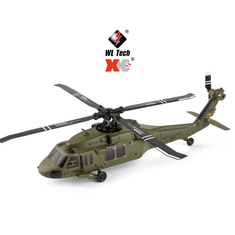 Wltoys K170 Black Hawk Uh60l Remote-Controlled Helicopter Four Channel Four Propeller Simulation Brushless Fixed Height Model Ai