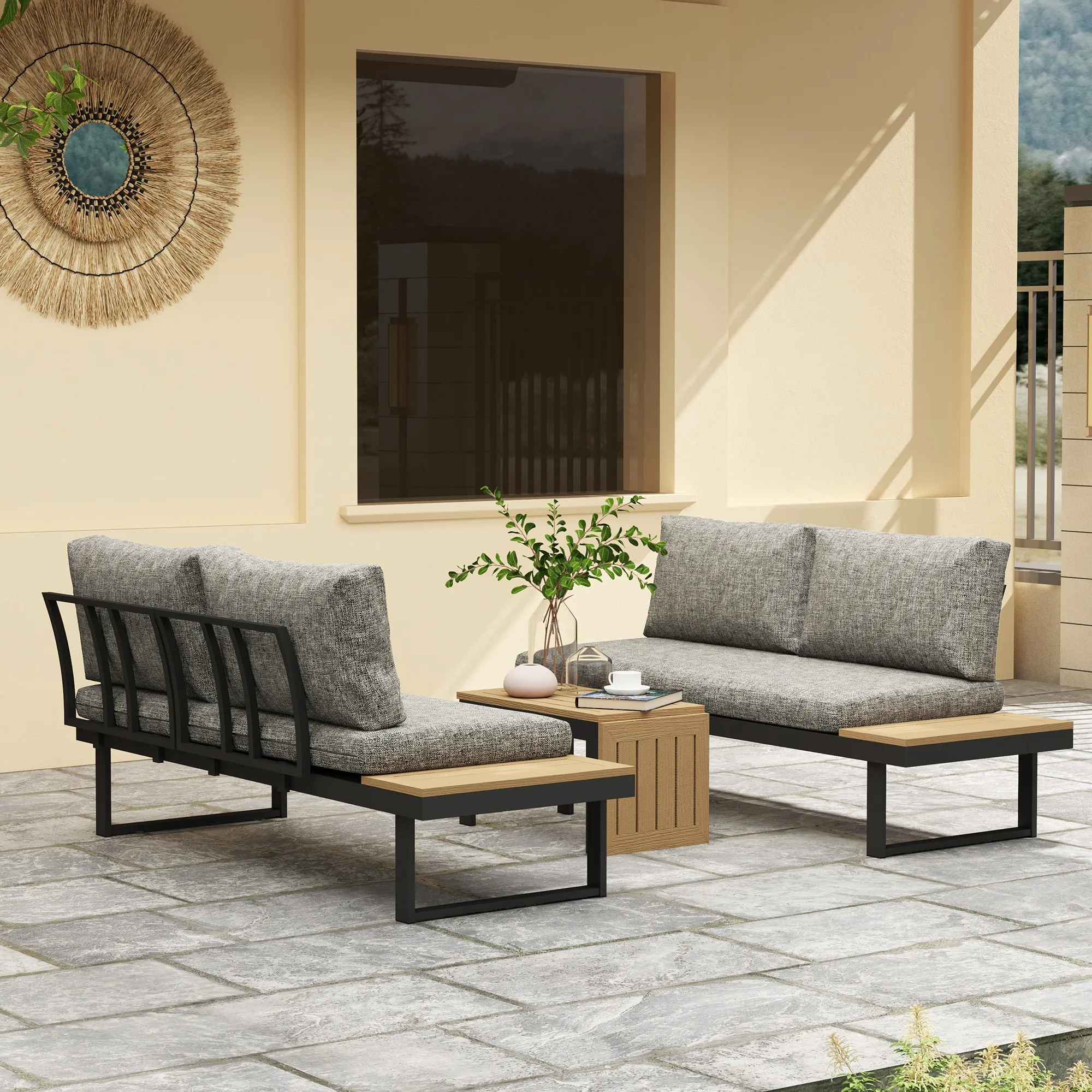 Outsunny Conjunto de jardín 160x68x64 cm gris claro