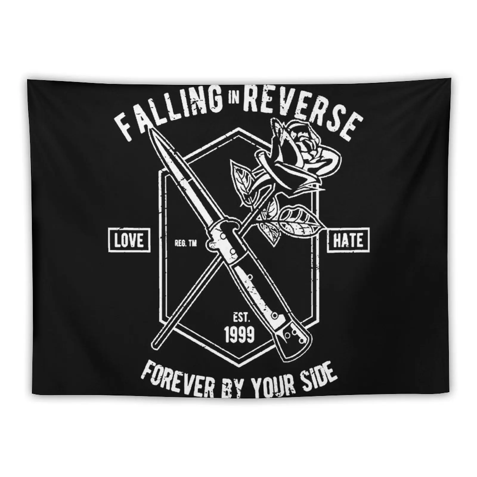 

Falling In Reverse Love And Hate Forever By Your Side Knife And Rose Tapestry Wall Hanging Decor Home Decor Accessories Tapestry