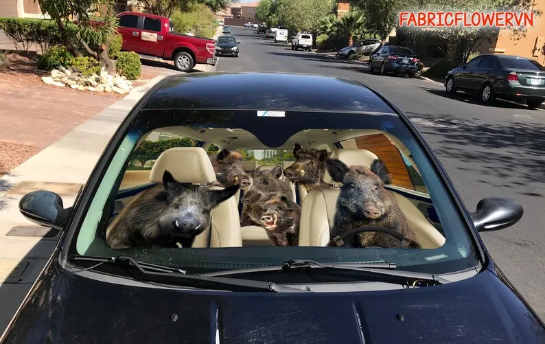 Boar Car Sunshade, Boar Car Decoration, Boar Windshield, Boar Lovers Gift, Animal Car Sunshade, Gift For Mom, Gift For Dad