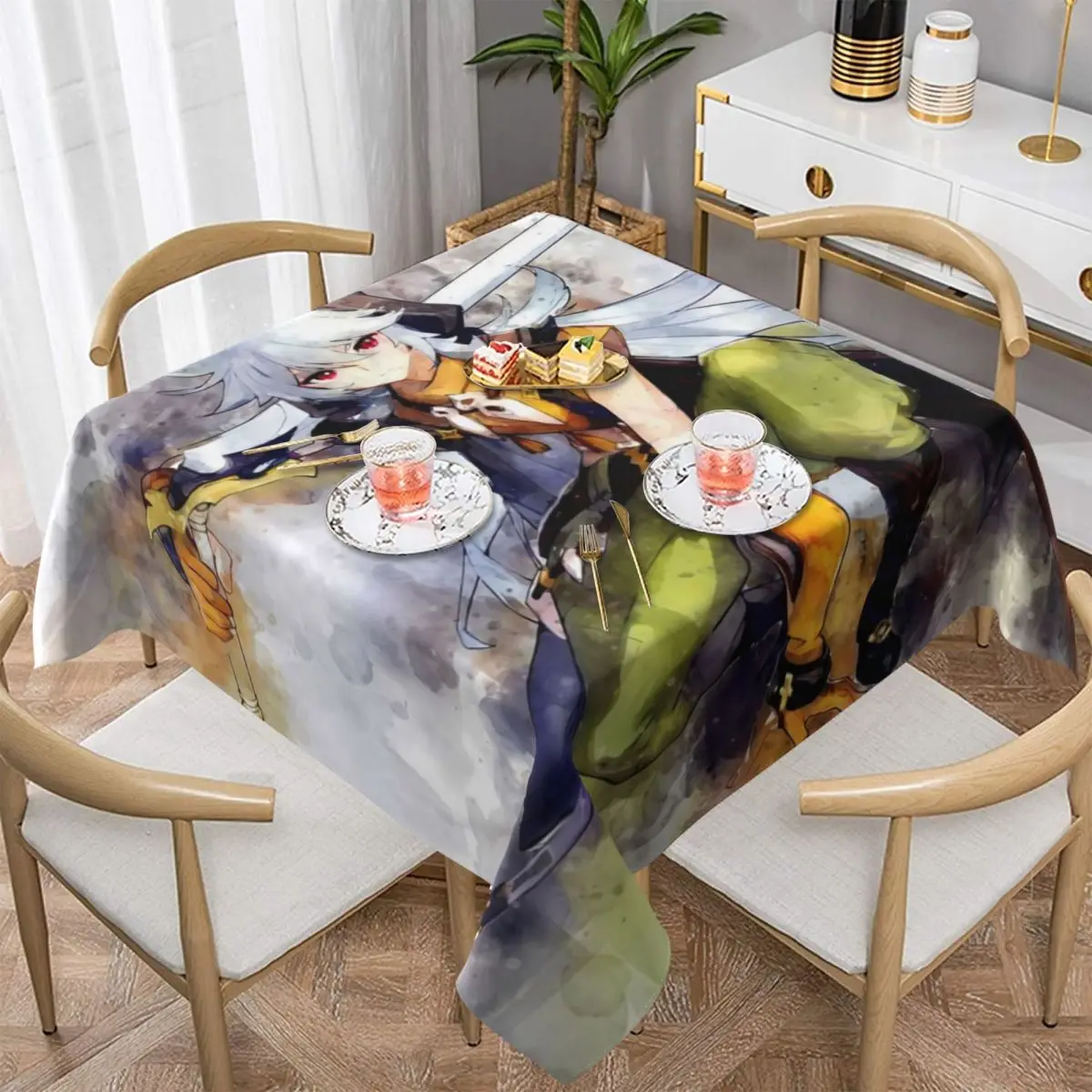 Genshin Impact Tablecloth Razor Anime Print Table Cover For Banquet Christmas Party Modern Outdoor Table Cover Tablecloths