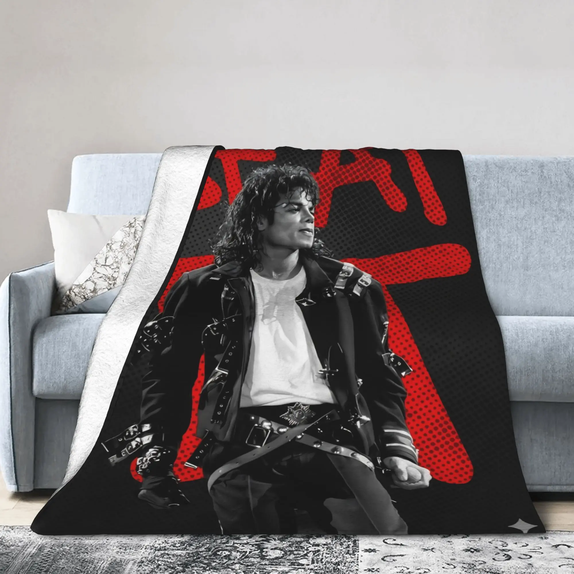 Michaels Jacksons King Of Pop Blanket Fleece  Winter  Portable Super Warm Throw Blanket for Home Bedroom Quilt