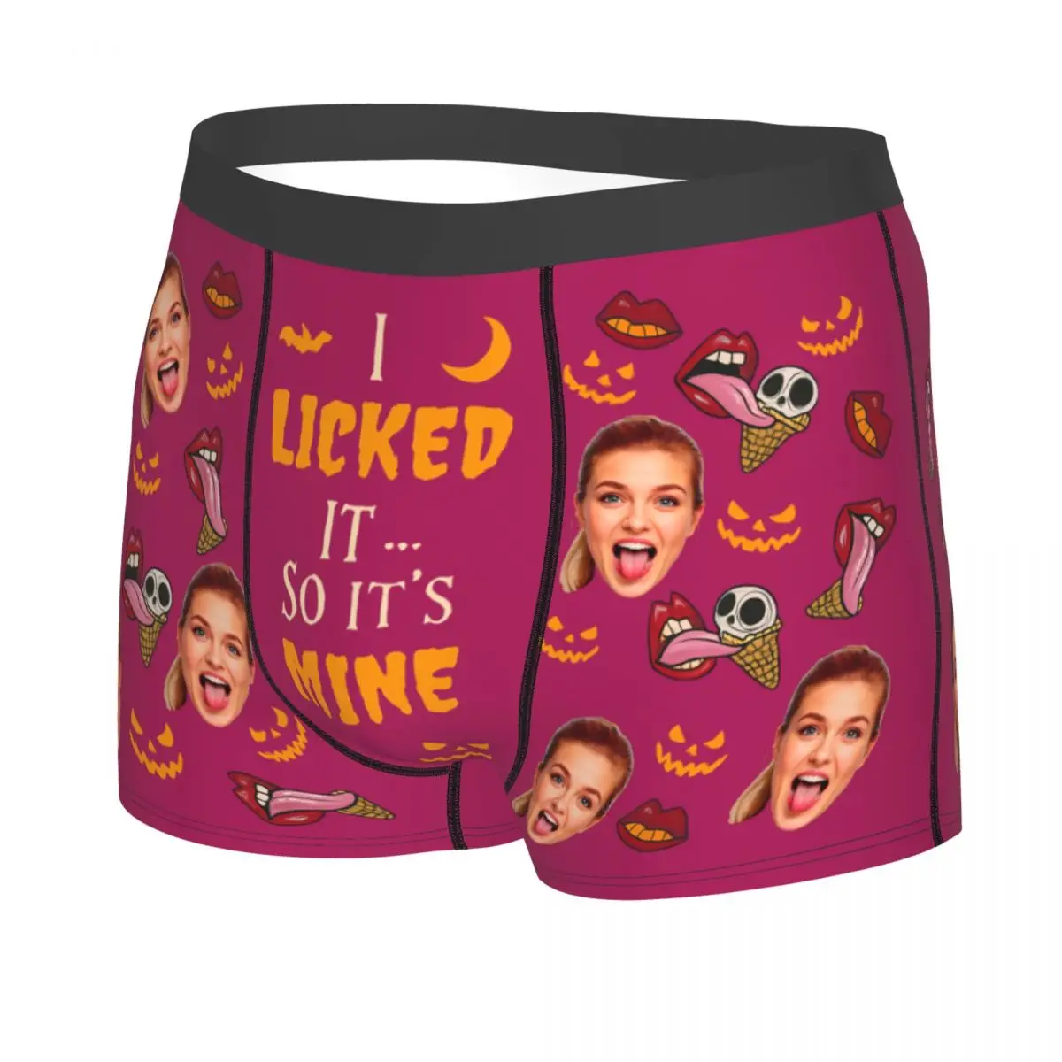Personalized Face Photo Custom Halloween Underwear Men Boxer Briefs Shorts Panties Underpants For Husband Valentine's Day Gift