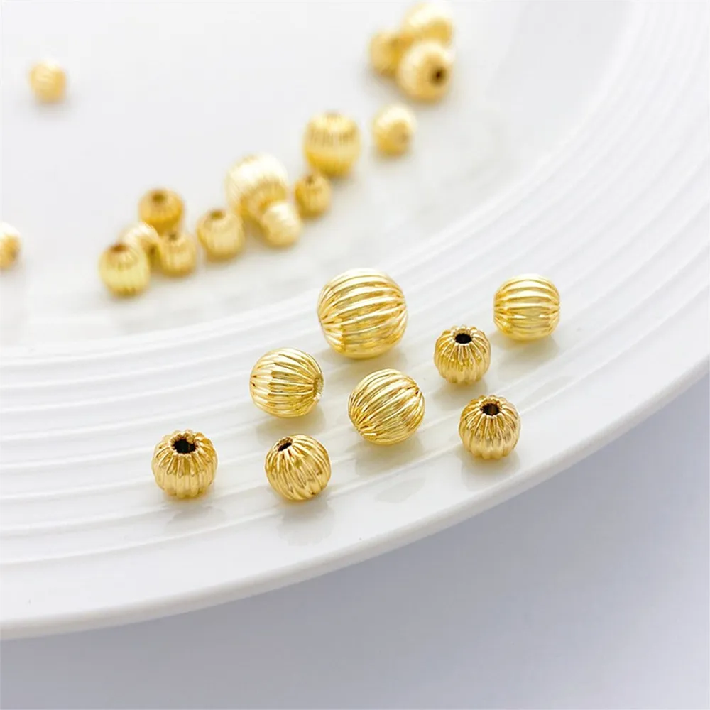 

14K Bag of Gold Pumpkin Pattern Beads, Melon Beads, Corner Beads, Diy Bracelets, Necklaces, Jewelry Accessories