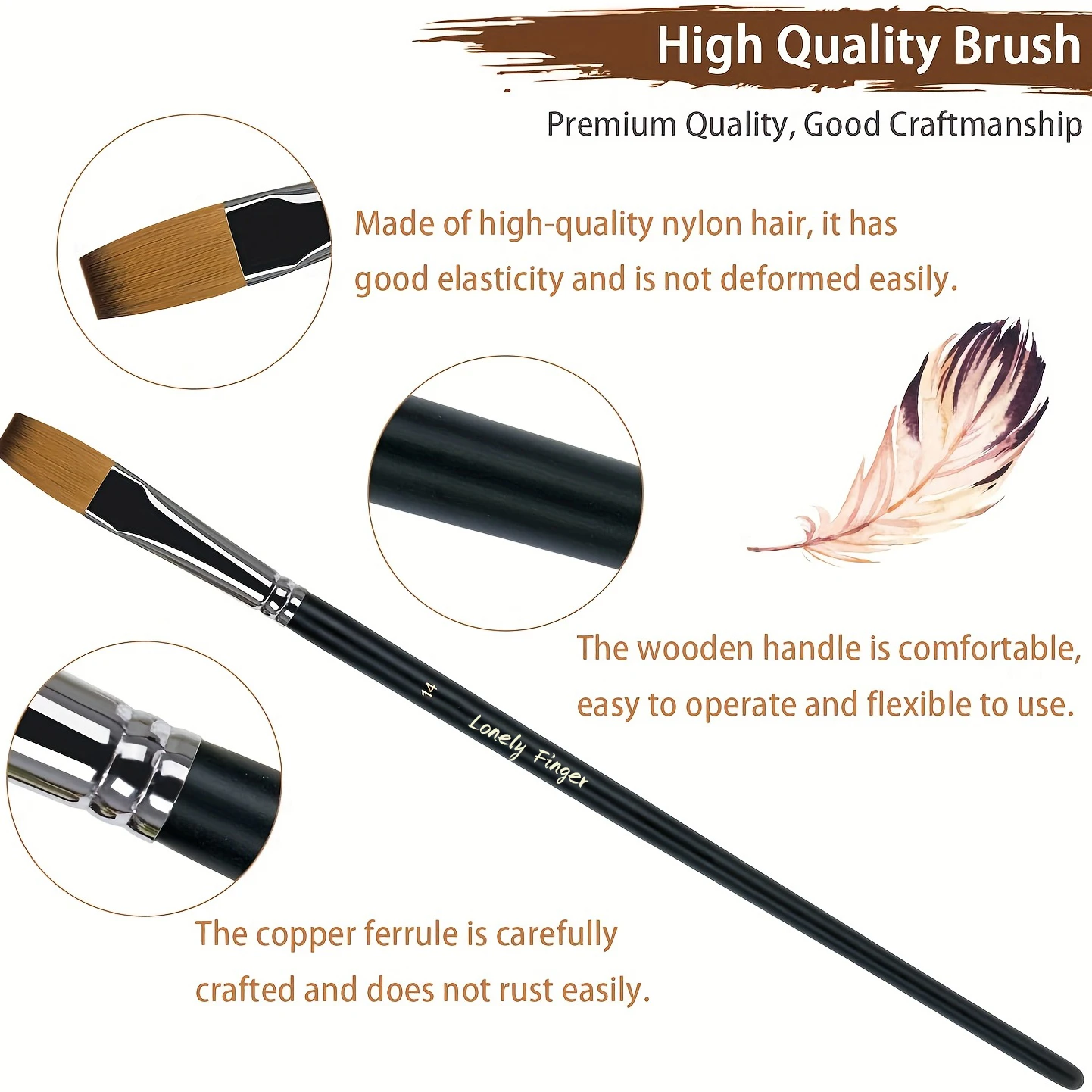 9pcs Synthetic Japanese Nylon Flat Acrylic Paint Brushes For Acrylic Painting Oil Watercolor Gouache Face Body Nail Art Painting