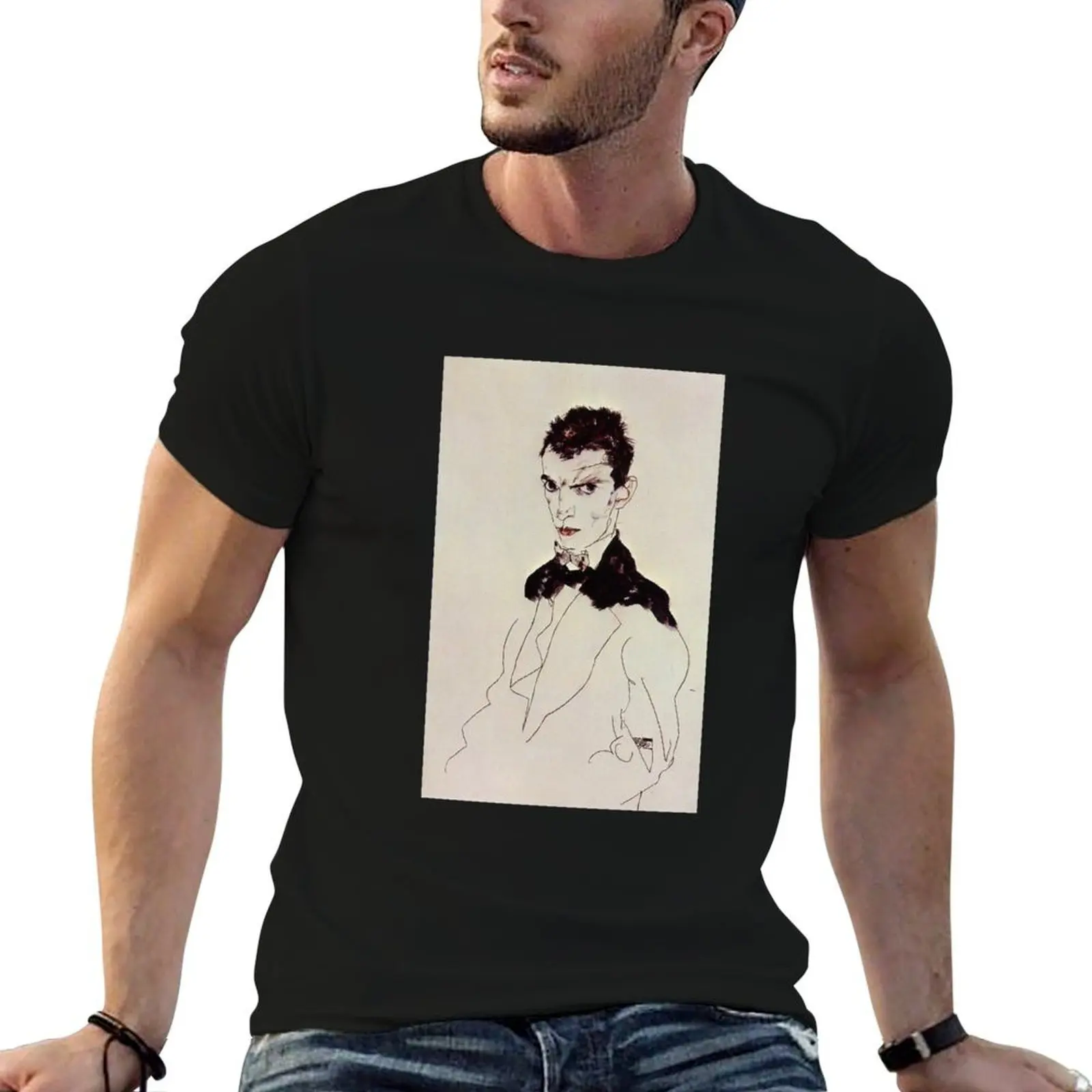 

shirts t shirts Egon - Goodies t for funny shirt Schiele T-Shirt t cotton Self man oversize for anime Portrait man